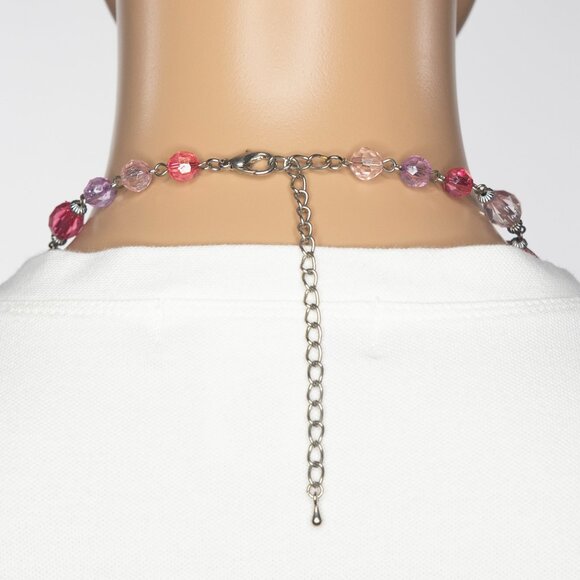 Single Strand Long Multicolored Beaded Necklace With Decorative Metal Circles - Picture 4 of 12
